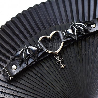 Gothic Devil Wings Black Punk Cross Garter