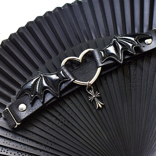 Gothic Devil Wings Black Punk Cross Garter
