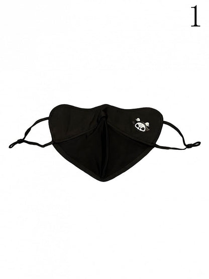 Black Gothic Sun Protection Mask With Black and White Grim Reaper Print