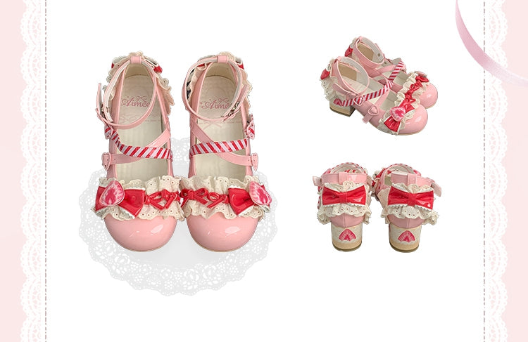 Raspberry Strawberry Cake Pink Sweet Lolita Mary Jane Shoes