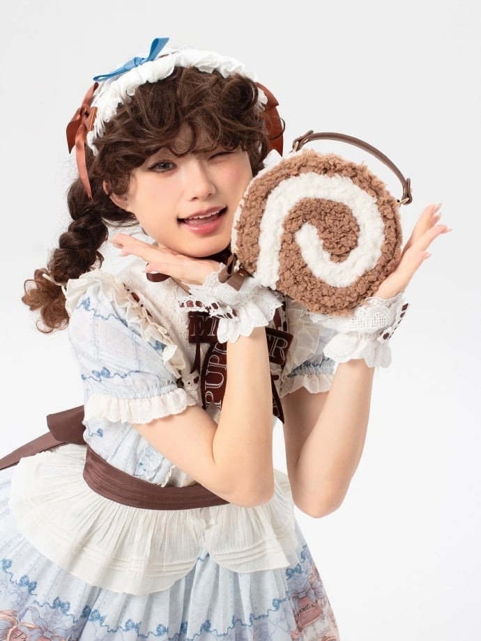 Dark Brown Kawaii Plush Round Shoulder Bag - Sweet Lolita Dessert Style
