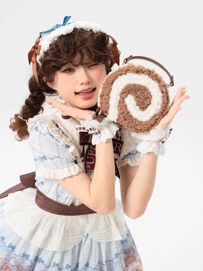 Dark Brown Kawaii Plush Round Shoulder Bag - Sweet Lolita Dessert Style