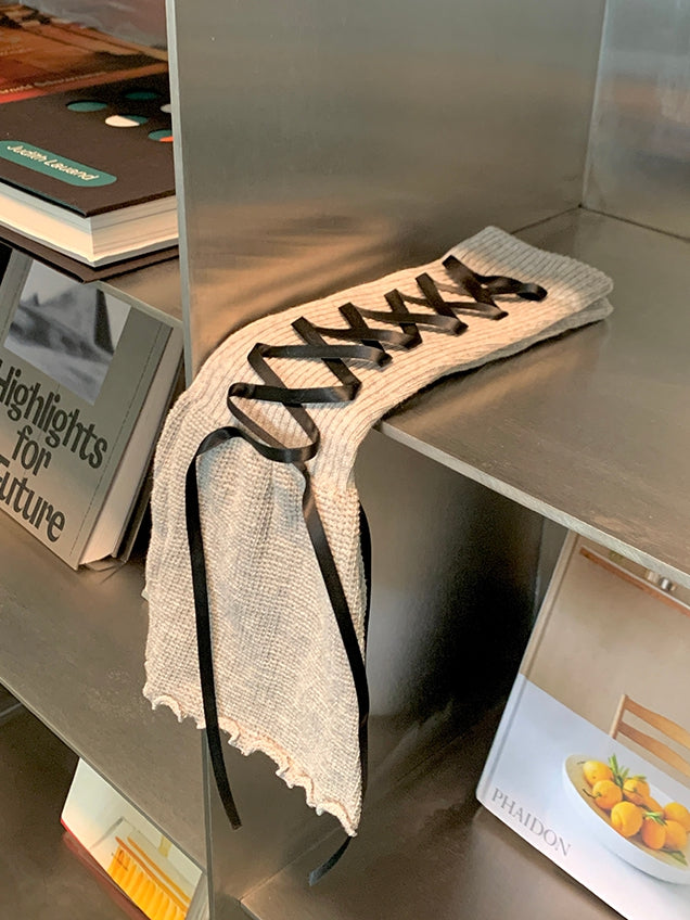 6 Color Options Lace-up Details Loose Leg Warmers