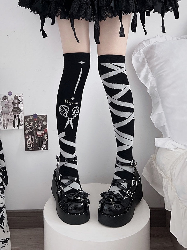 Demon Wings Punk Black Platforms Cross Details