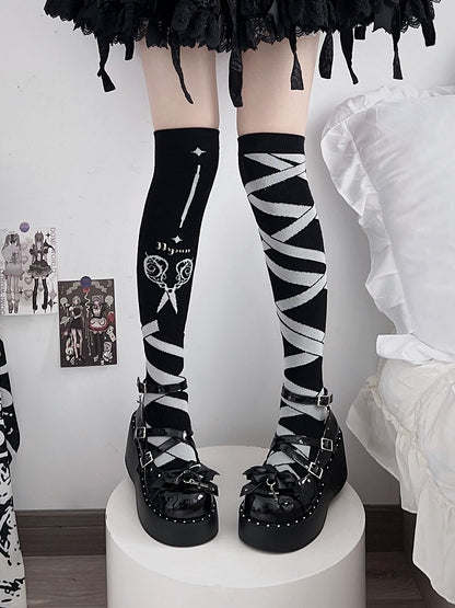 Demon Wings Punk Black Platforms Cross Details