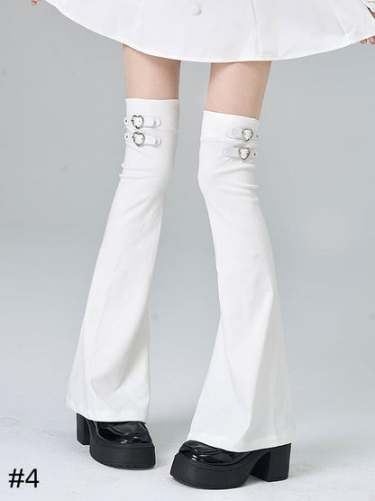 4 Options Jirai Kei Heart Buckle Punk Overknee Leg Warmers