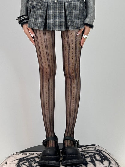 6 Color Options Y2K Striped Pattern Floral Details Tights