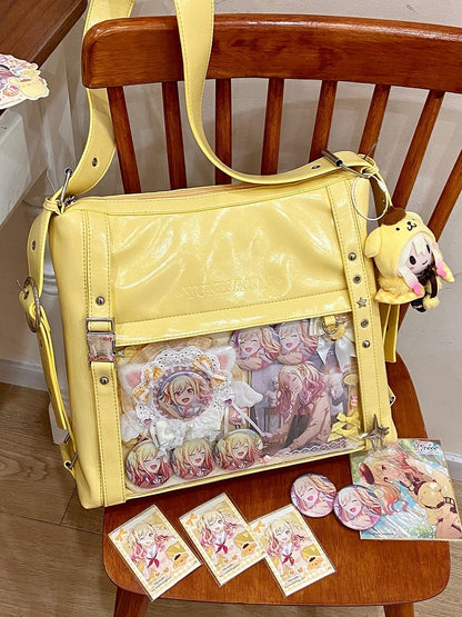 Yellow Stud Detail Buckle Strap Ita Bag