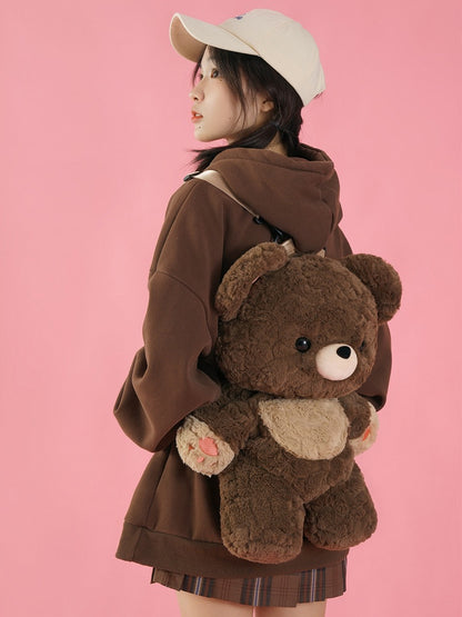 Chocolate Brown 35cm/50cm Plush Bear Backpack Detachable Shoulder Straps