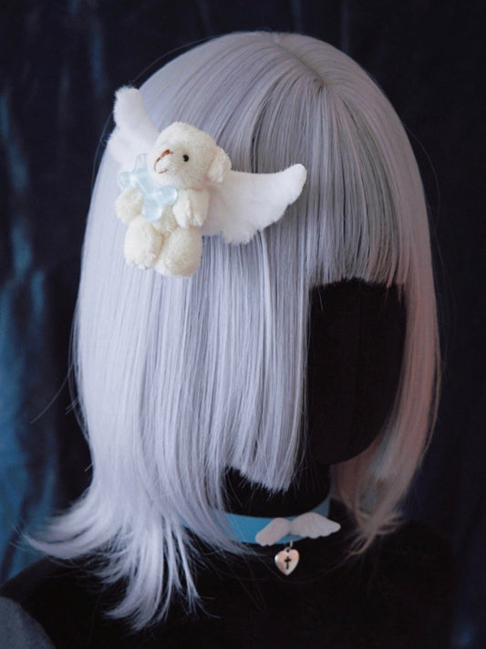 Plush Angel Wings White Handmade Teddy Hairclip