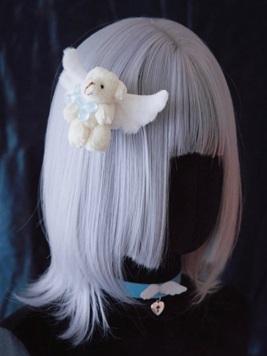 Plush Angel Wings White Handmade Teddy Hairclip