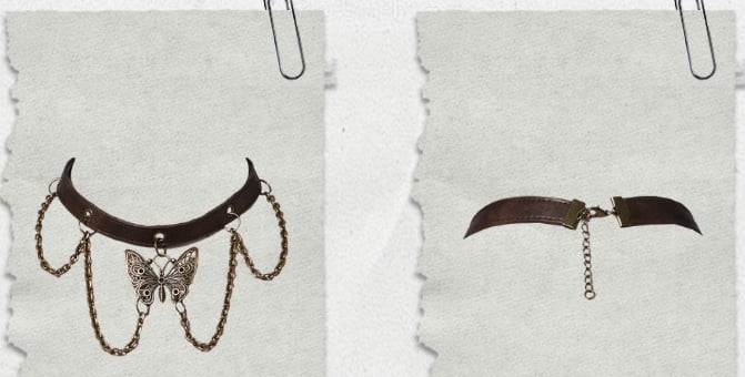 Chains Decorated Light Brown Wasteland Punk PU Butterfly Choker