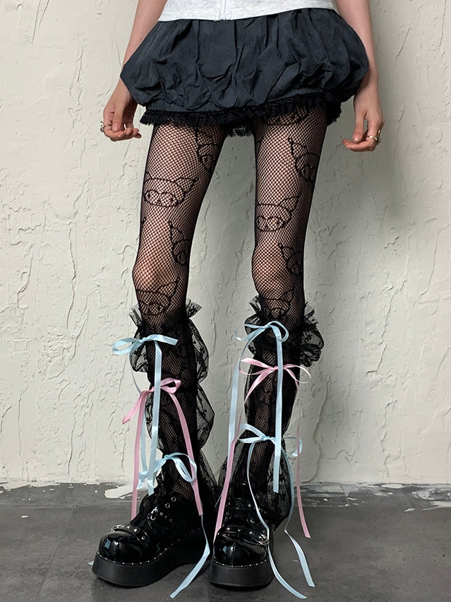 Black Y2K Self-tie Straps Lace Leg Sleeves