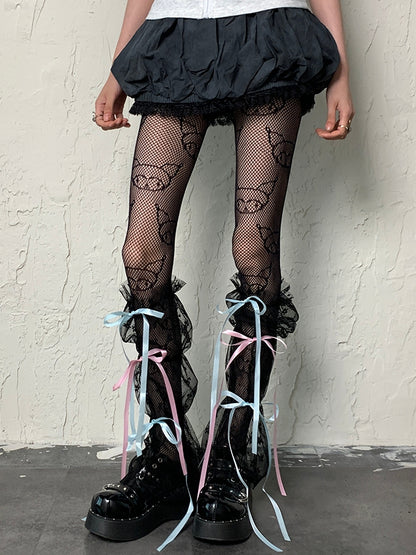 Black Y2K Self-tie Straps Lace Leg Sleeves