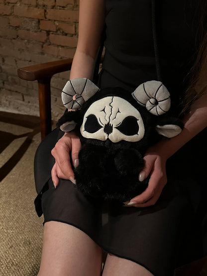 Black and White Grim Reaper Y2K Gothic Plush Doll Bag
