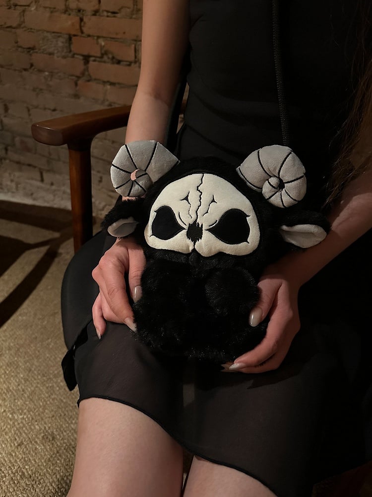 Black and White Grim Reaper Y2K Gothic Plush Doll Bag