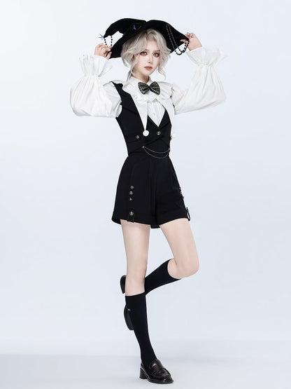 Ouji Fashion Clown Vibes White Shirt with Separate Collar and Polka Dot Bowtie