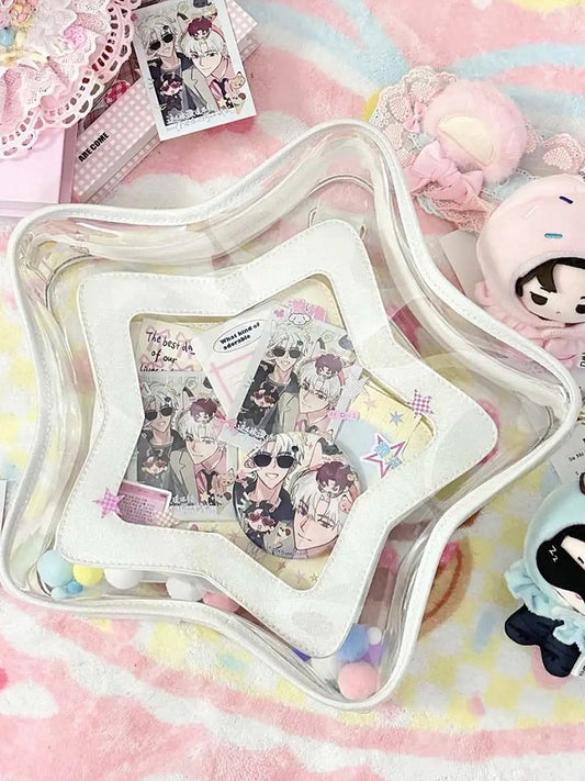 White PU Star-shaped Ita Bag Set with Detachable Badge Charm