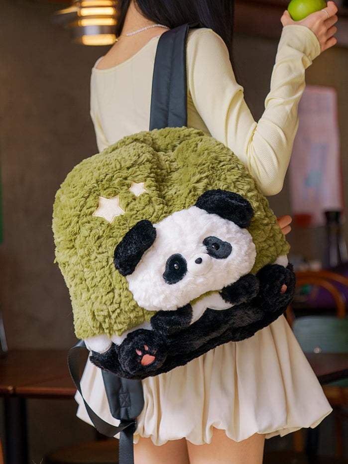 Black&Green Star Design Cute Plush Rabbit Backpack Middle/Large Size