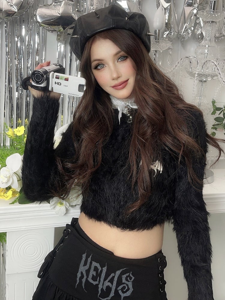 Punk Black Studs Design PU Beret