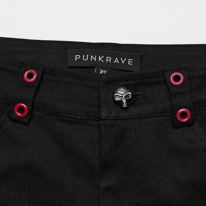 Black and Red Goth Pointed Flared Trousers