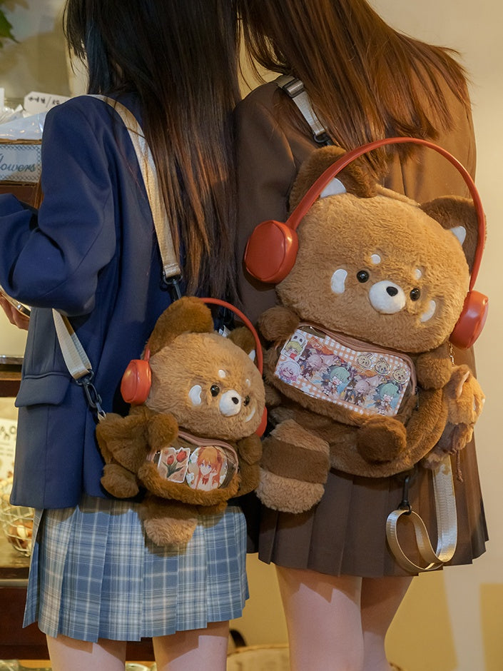 Brown Cute Red Panda-shaped Plush Backpack Middle/Large Size