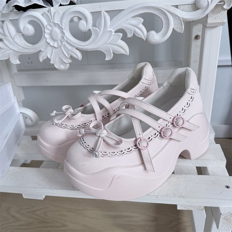 Pink Knotted Bow at Top Crisscross Design Platforms
