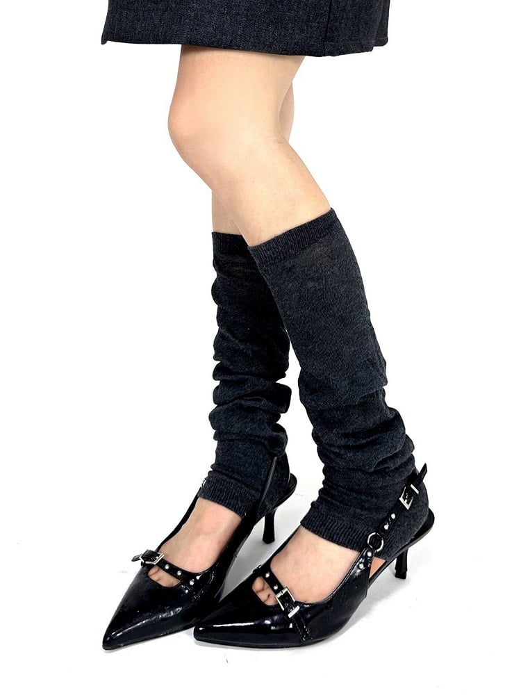 Clearance-Black Knitted Leg Sleeves