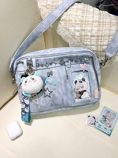 Light Blue PU Ita Crossbody Bag