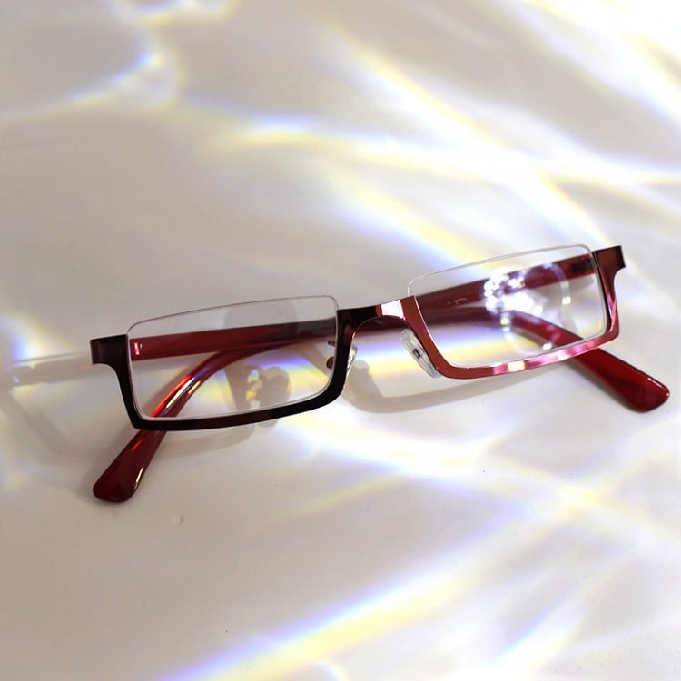 Cyberpunk Gothic Wine Red/Black Half-Frame Glasses