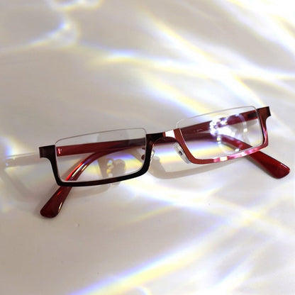 Cyberpunk Gothic Wine Red/Black Half-Frame Glasses