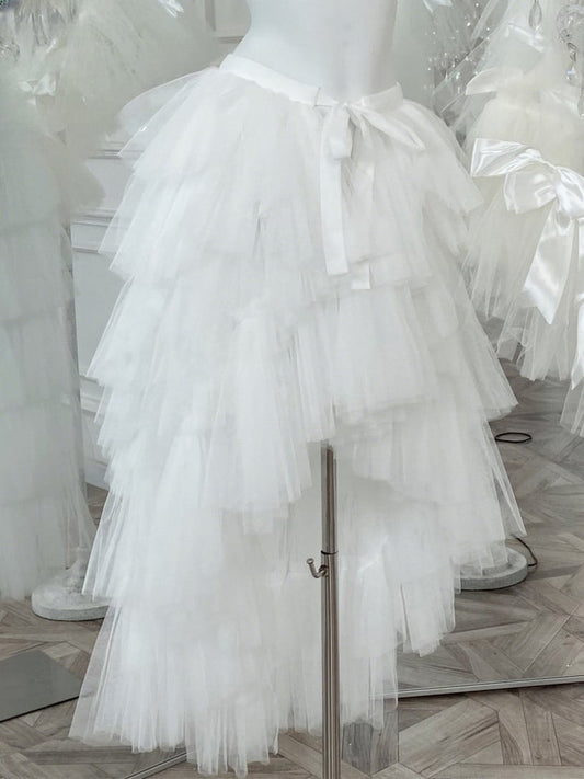 White Tiered Tulle Lolita Train