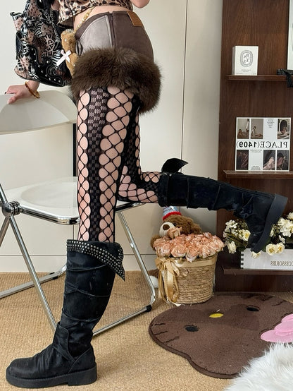 Black Y2K Cut-out Design Tights