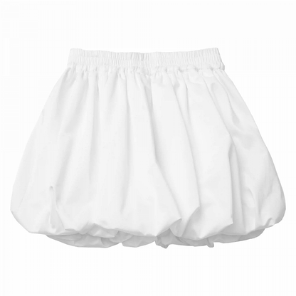 White Elastic Waist Bubble Skirt