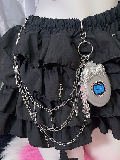 Silver Y2K Phone-shaped Comb And Star Charm Accessory