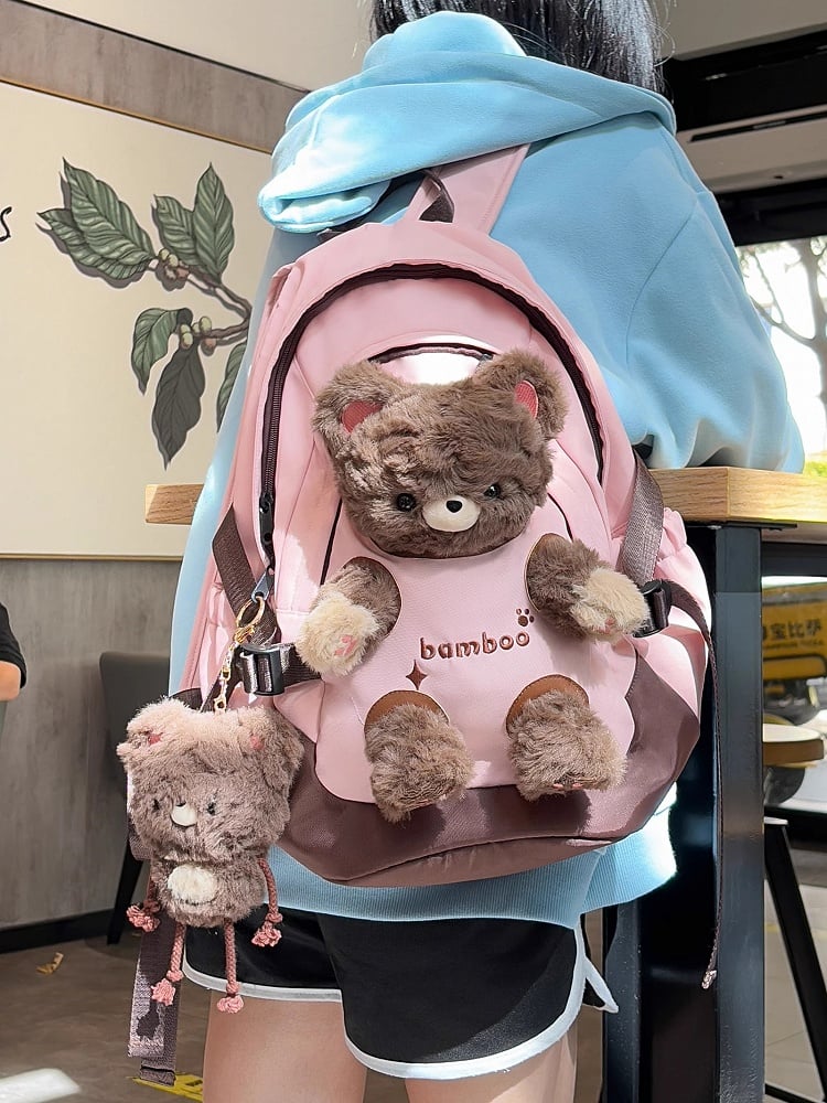 Pink&Brown Cut-out Design Backpack