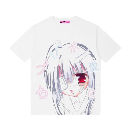 White Girl Print T-shirt Yami Kawaii Top