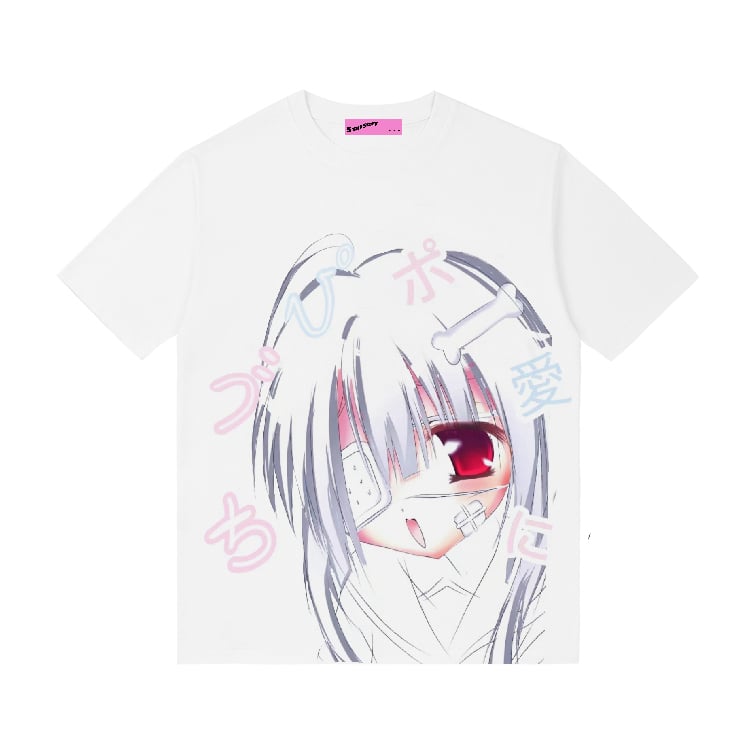White Girl Print T-shirt Yami Kawaii Top