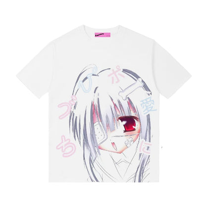 White Girl Print T-shirt Yami Kawaii Top