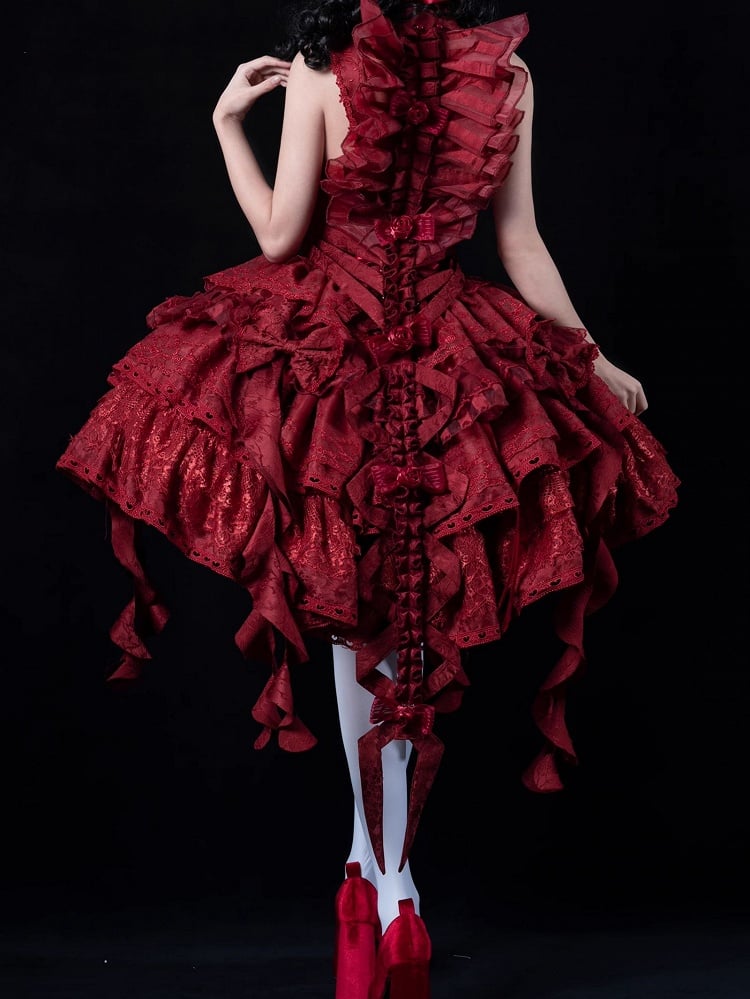 Clearance-Red Gothic Snake Bone Back Accessory