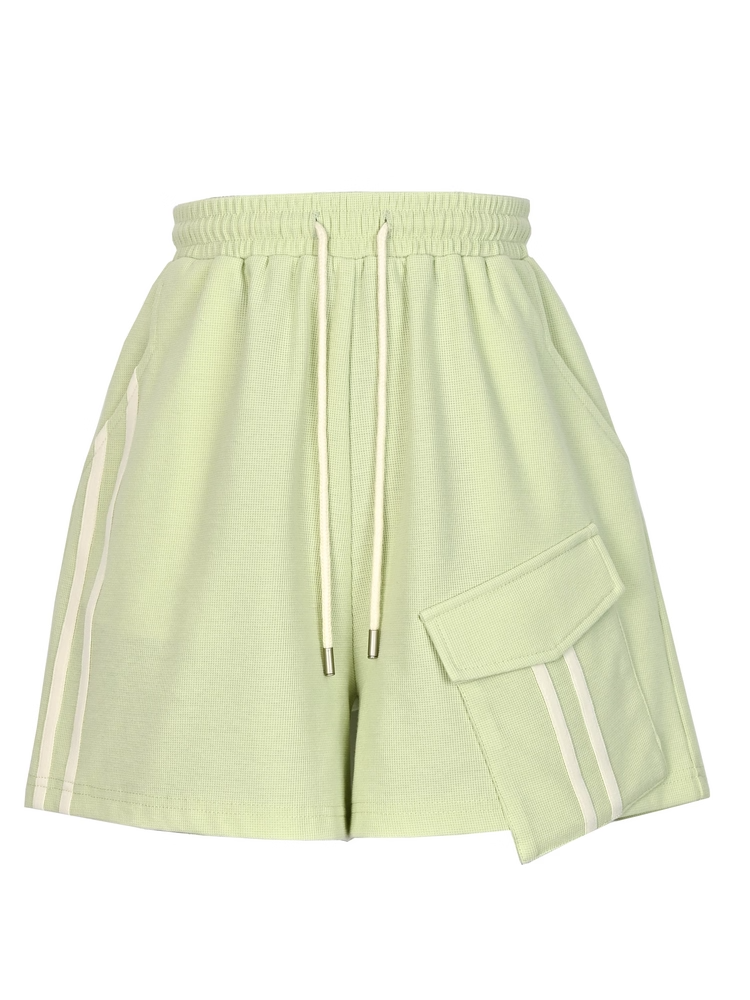 Green Drawstring Waist Casual Sports Shorts