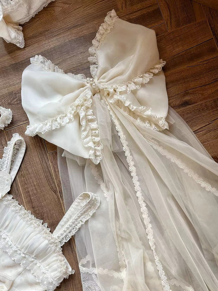 Creamy Big Bow Head Veil