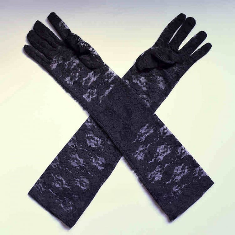 Black/White Gothic Nun Lolita Lace Gloves