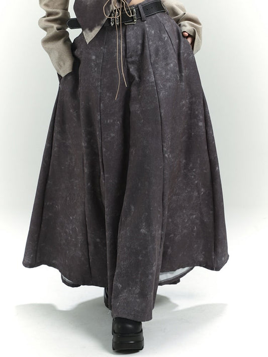 Wasteland Punk Gray Tie-Dye Distressed Ankle Length Skirt