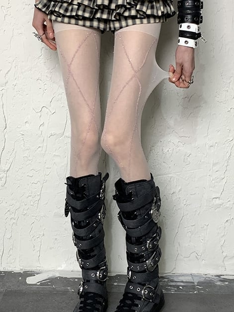 White/Black Y2K Tights
