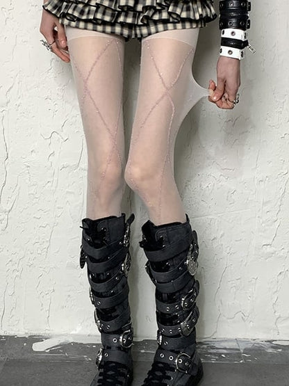 White/Black Y2K Tights