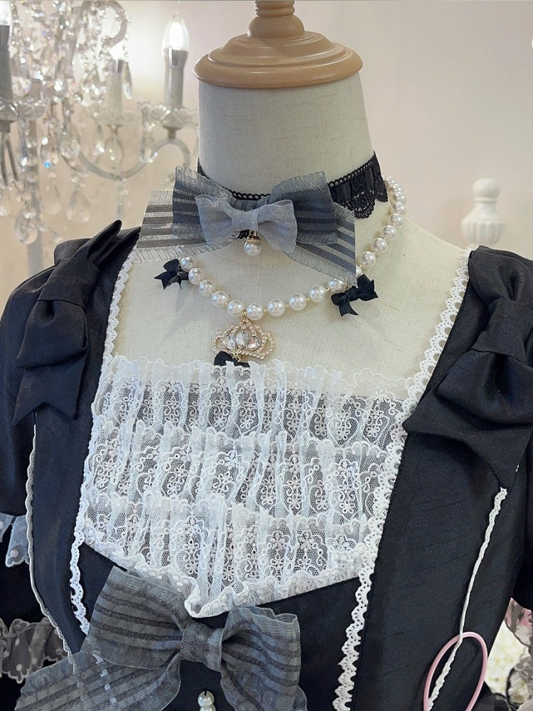 Gothic Gray Bowknot Choker