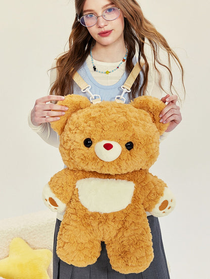 Yellow Bear Plush Backpack Detachable Shoulder Straps Middle/Large Size