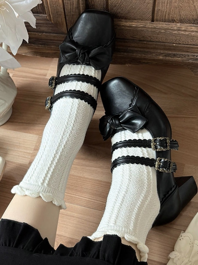 Black Bow at Top Sweet Lolita Shoes