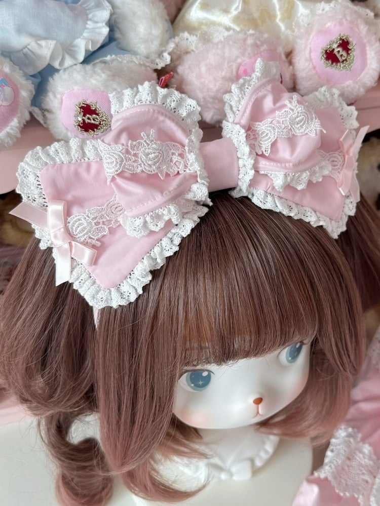 Pink/Wine Red/Black Lace Trim Bowknot KC